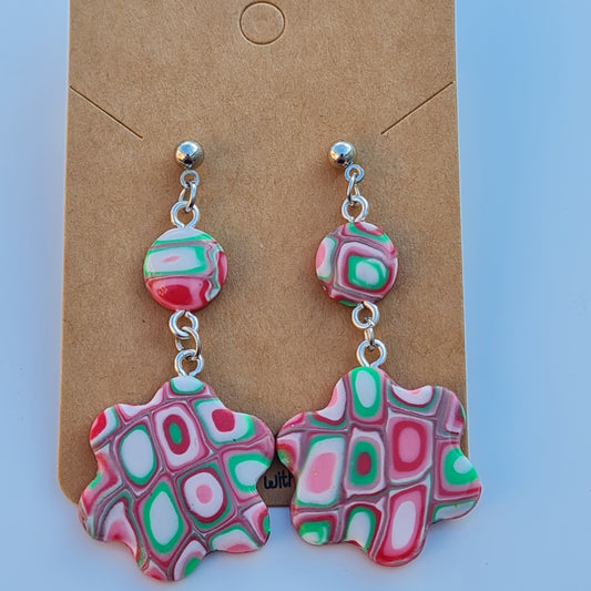 CCC Polymer Earrings Pink / Green Candy