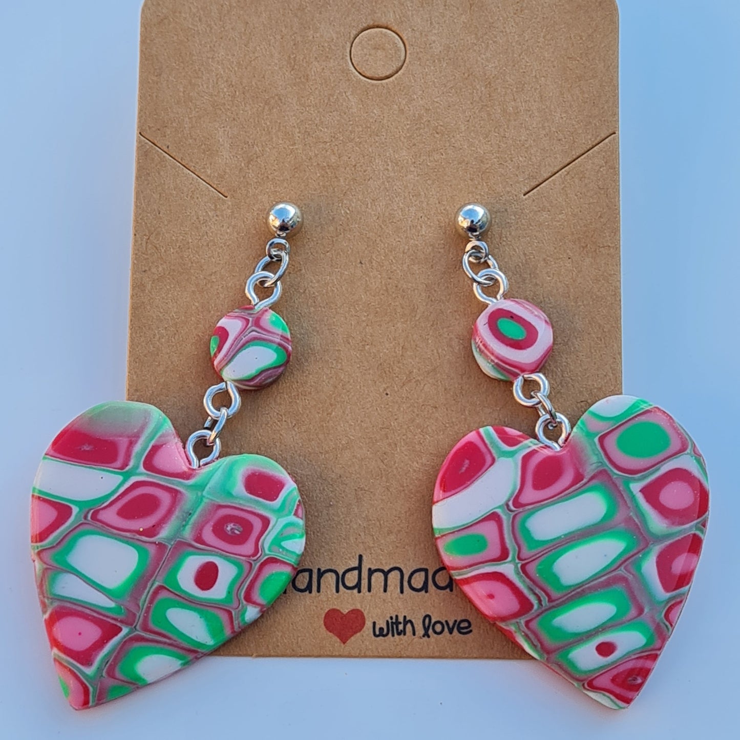 CCC Polymer Earrings Pink / Green Candy
