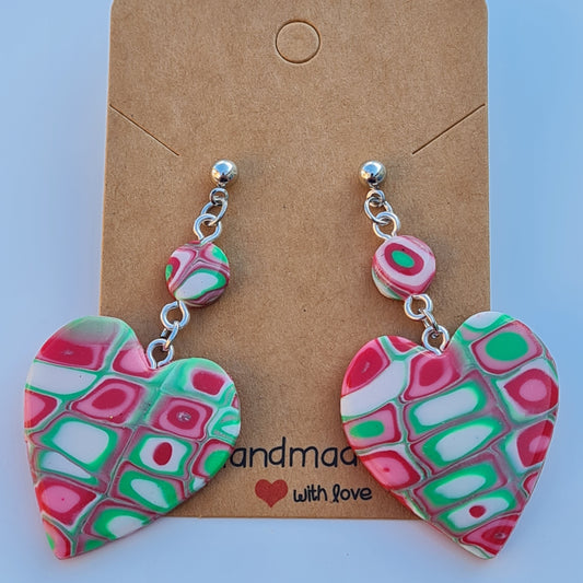 CCC Polymer Earrings Pink / Green Candy
