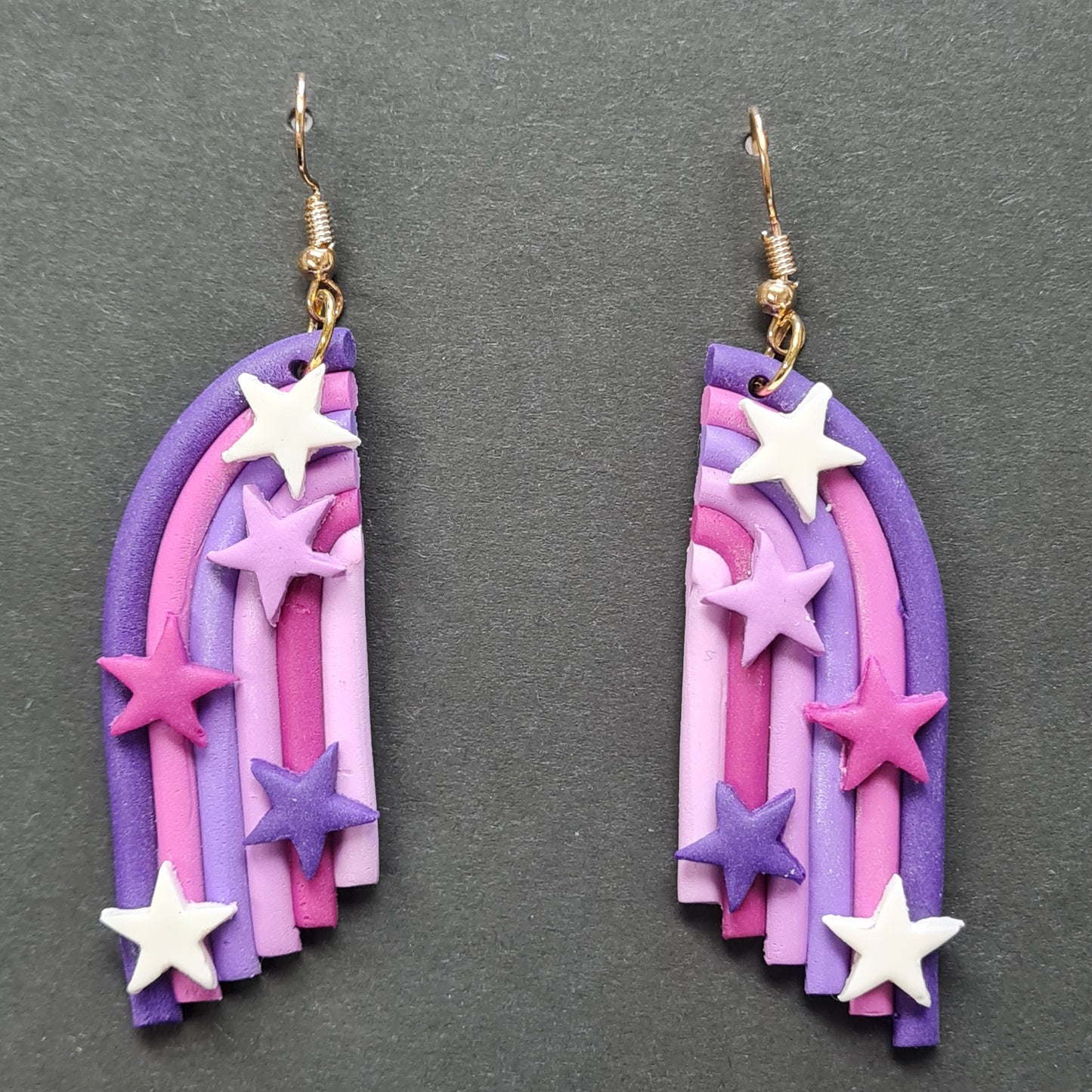 CCC Polymer Earrings Purple Fairy Door