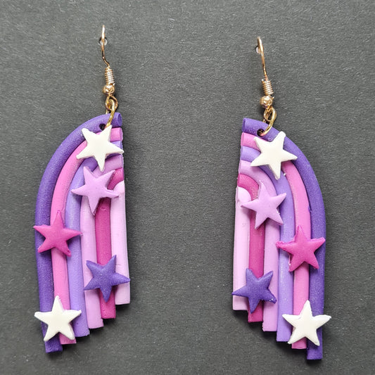 CCC Polymer Earrings Purple Fairy Door
