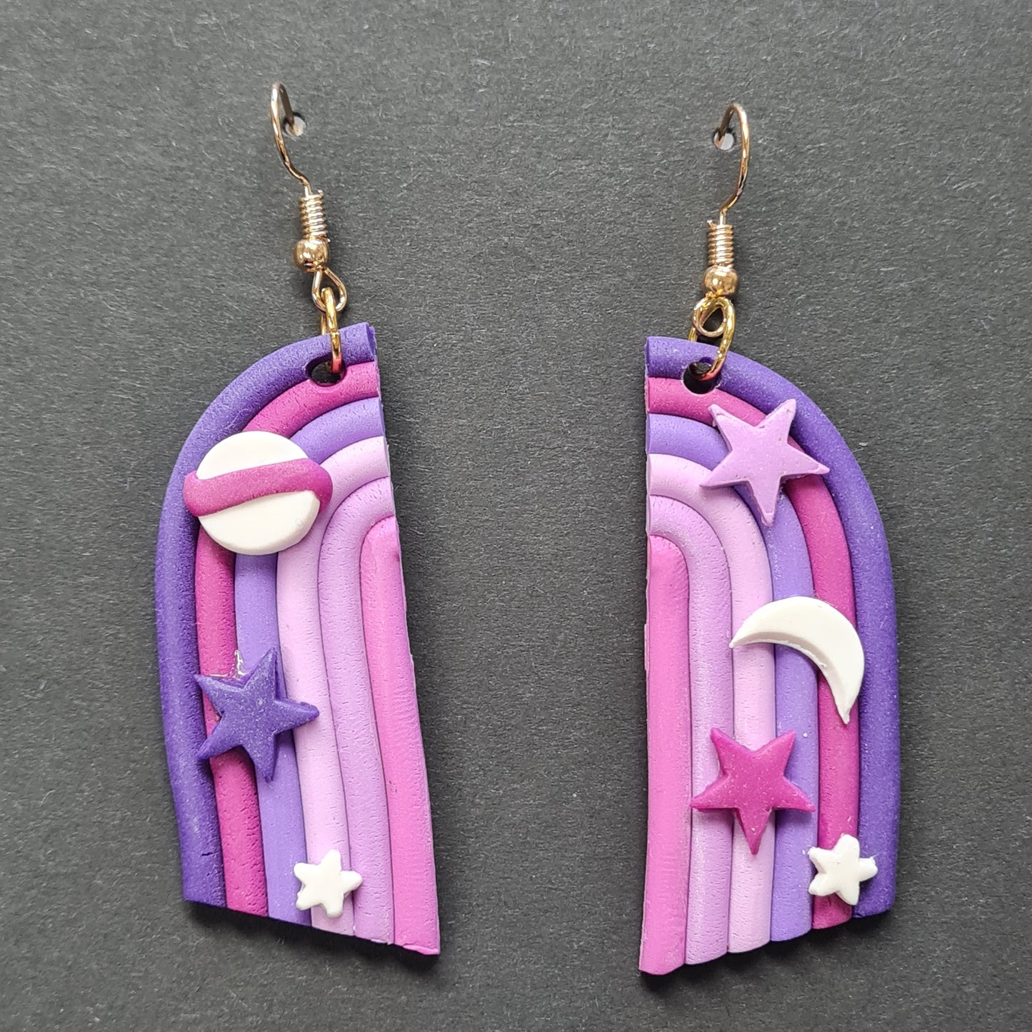 CCC Polymer Earrings Purple Fairy Door