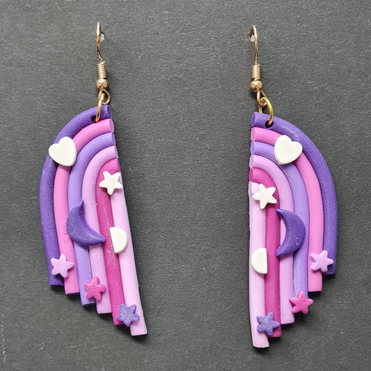 CCC Polymer Earrings Purple Fairy Door