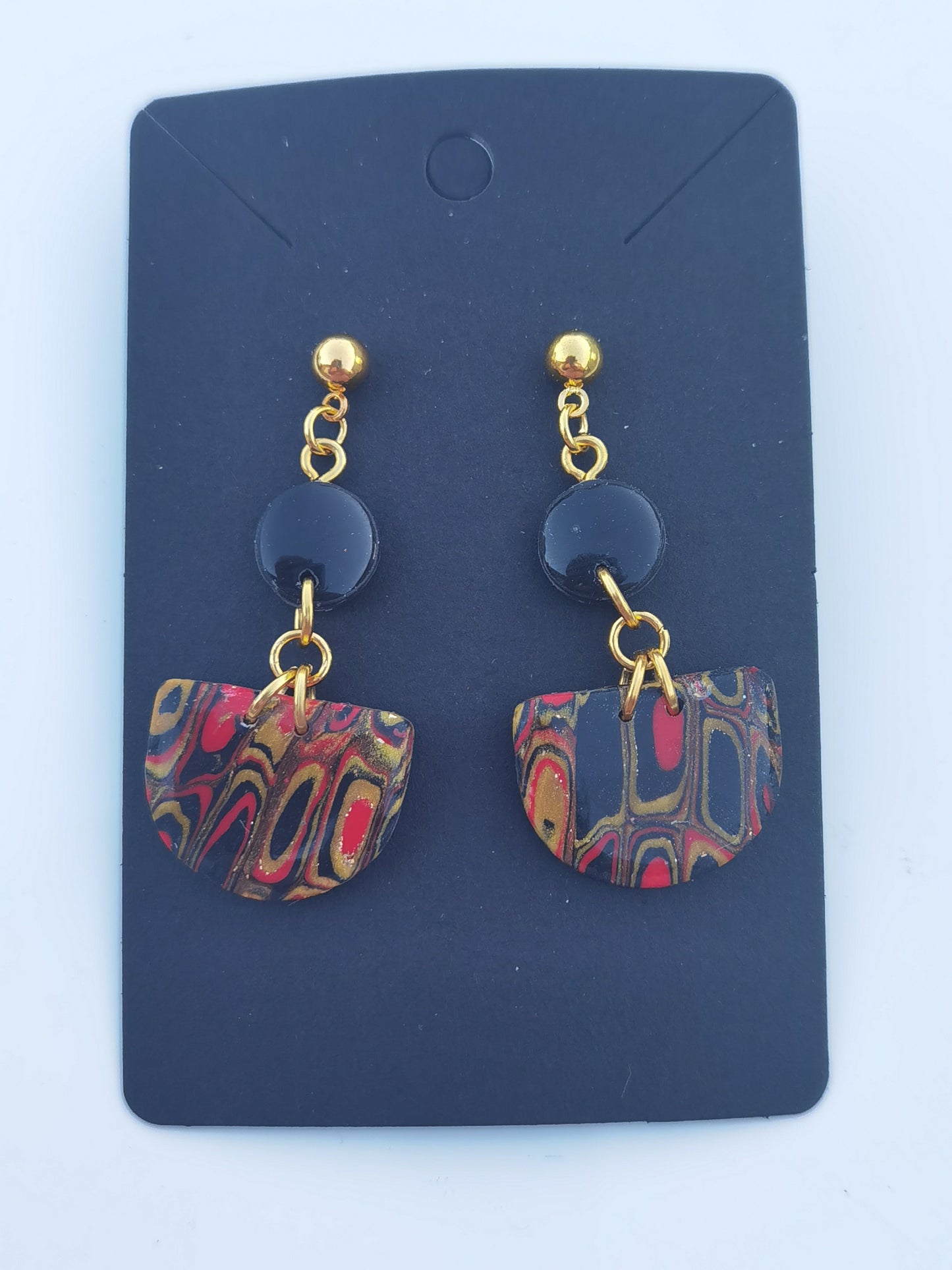 CCC Polymer Earrings Red / Black / Gold
