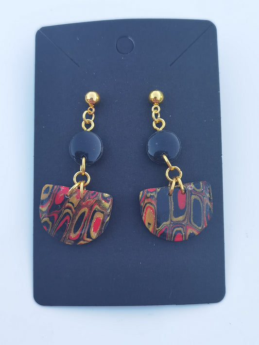 CCC Polymer Earrings Red / Black / Gold