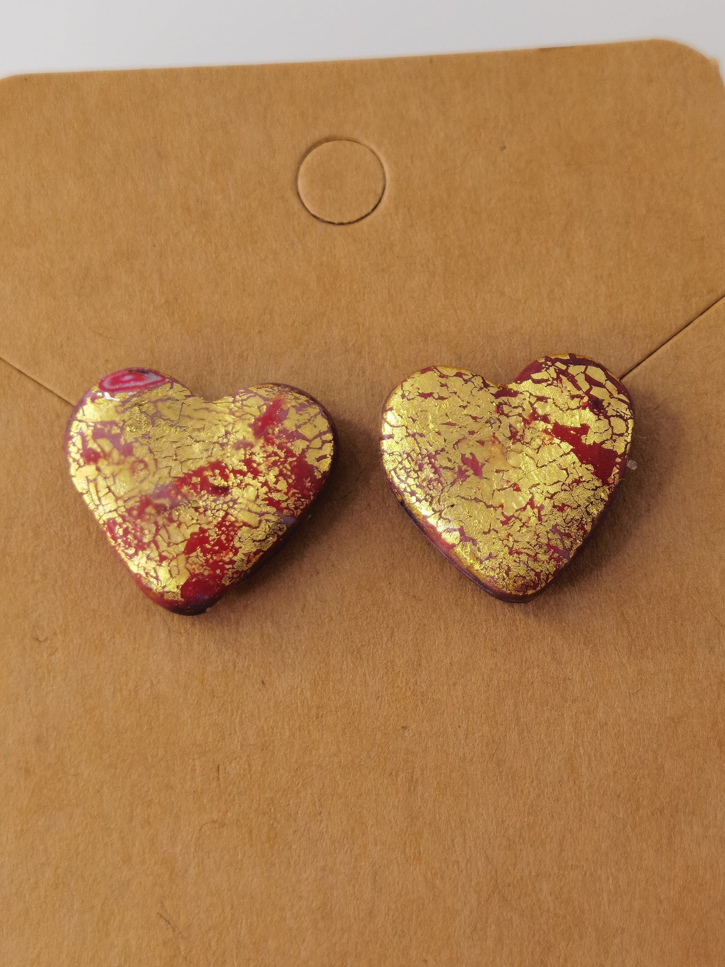 CCC Polymer Earrings Red / Gold / White