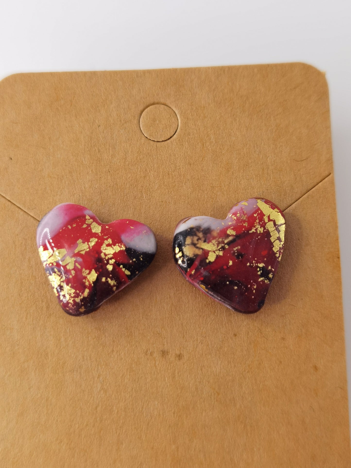 CCC Polymer Earrings Red / Gold / White