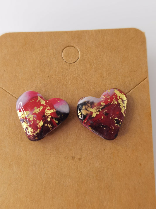 CCC Polymer Earrings Red / Gold / White