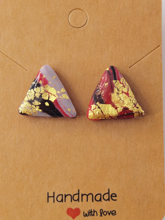 CCC Polymer Earrings Red / Gold / White