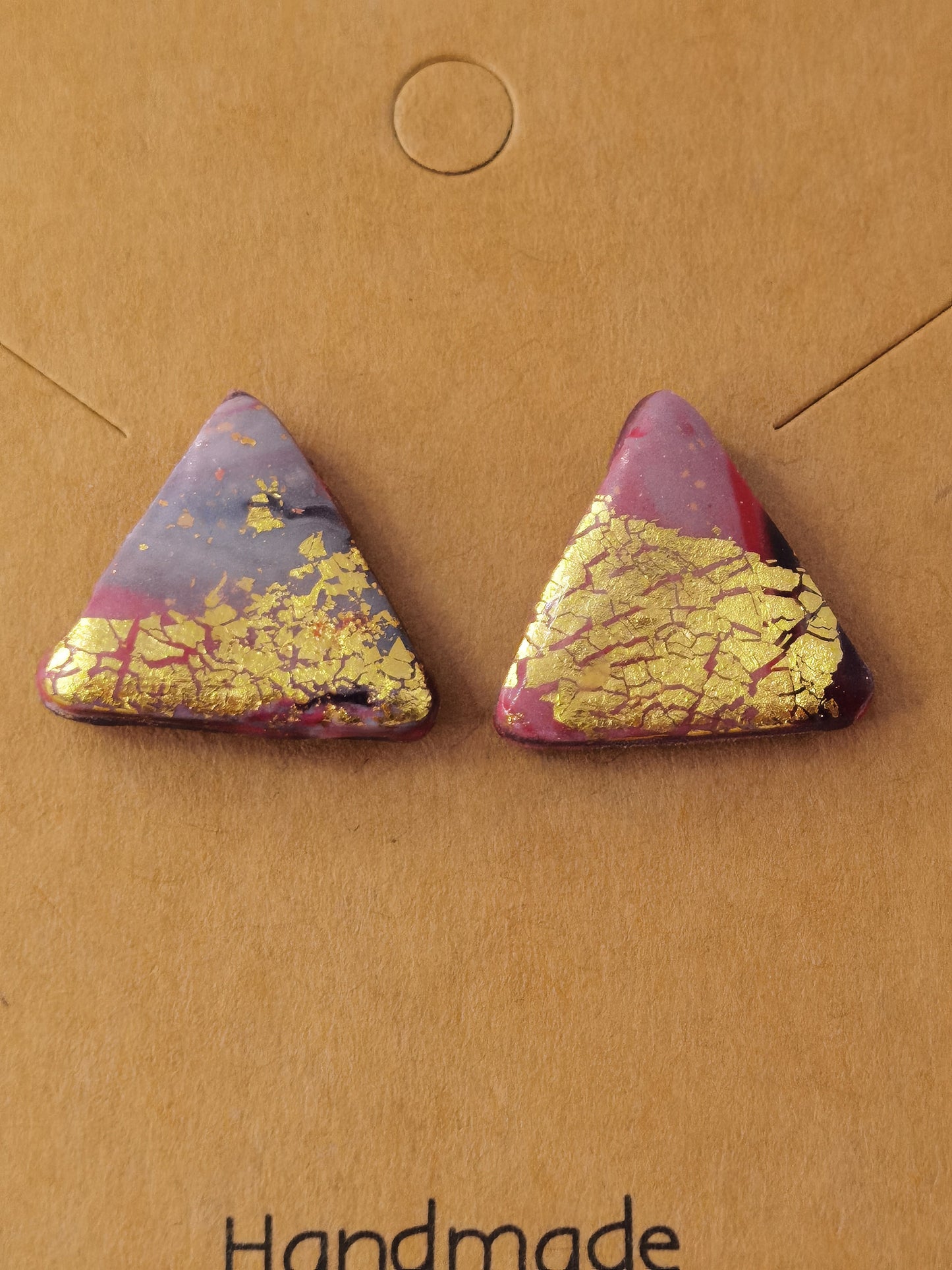 CCC Polymer Earrings Red / Gold / White
