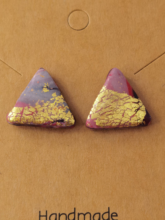 CCC Polymer Earrings Red / Gold / White