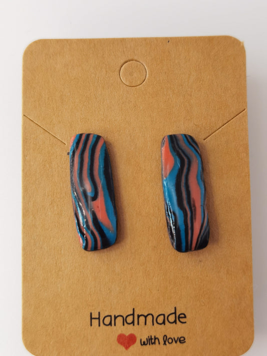 CCC Polymer Earrings Zebra in Orange & Blue