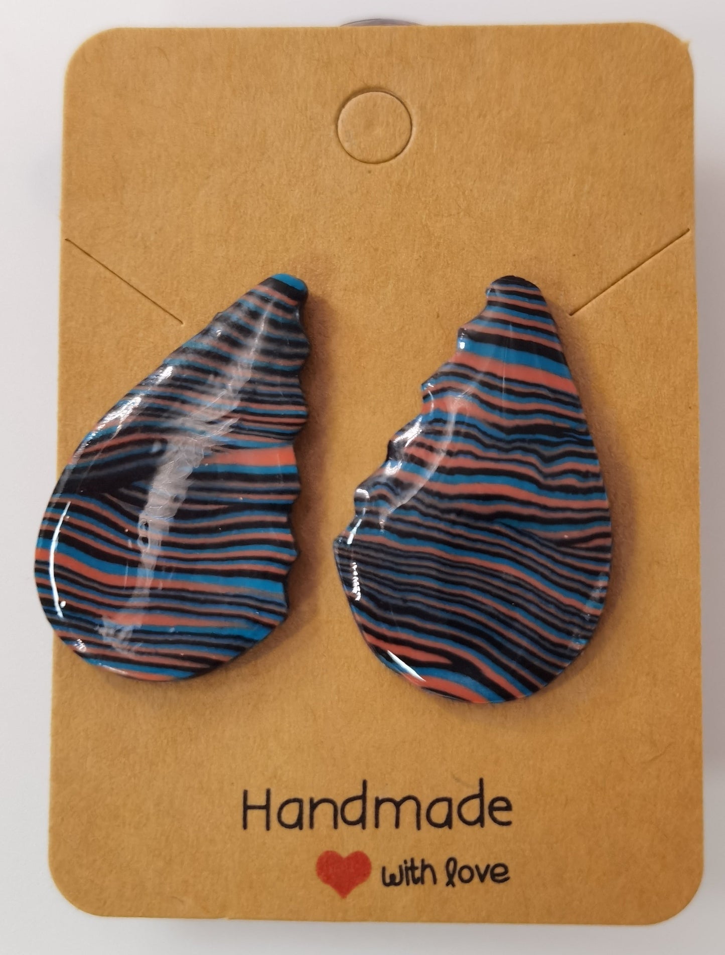 CCC Polymer Earrings Zebra in Orange & Blue
