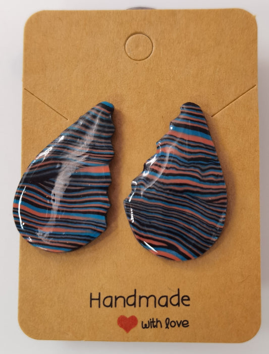 CCC Polymer Earrings Zebra in Orange & Blue