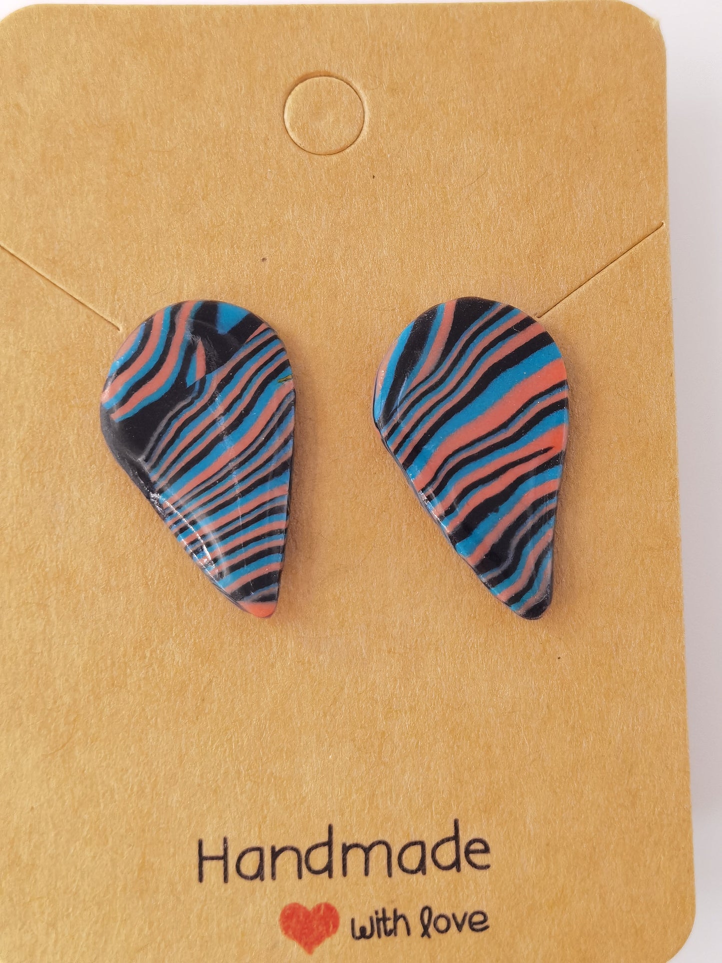 CCC Polymer Earrings Zebra in Orange & Blue