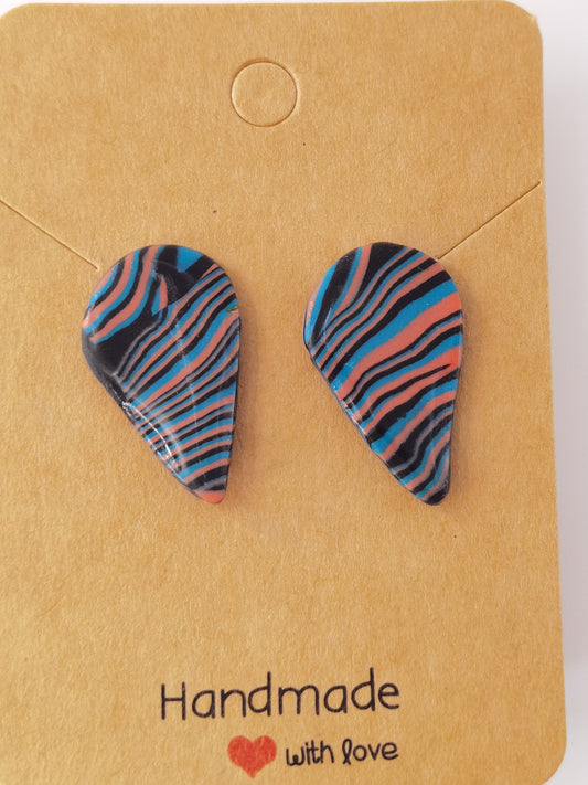 CCC Polymer Earrings Zebra in Orange & Blue