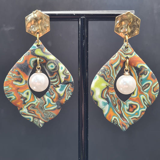 CCC Polymer Earrings Agate Orange