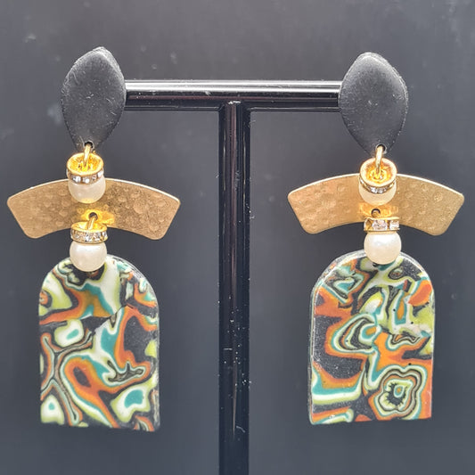 CCC Polymer Earrings Agate Orange