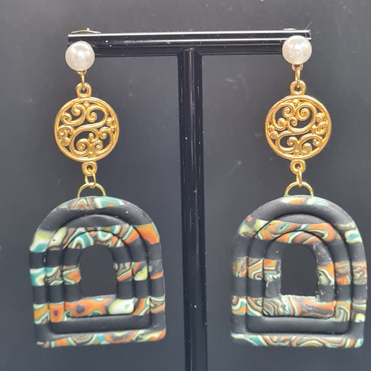 CCC Polymer Earrings Agate Orange