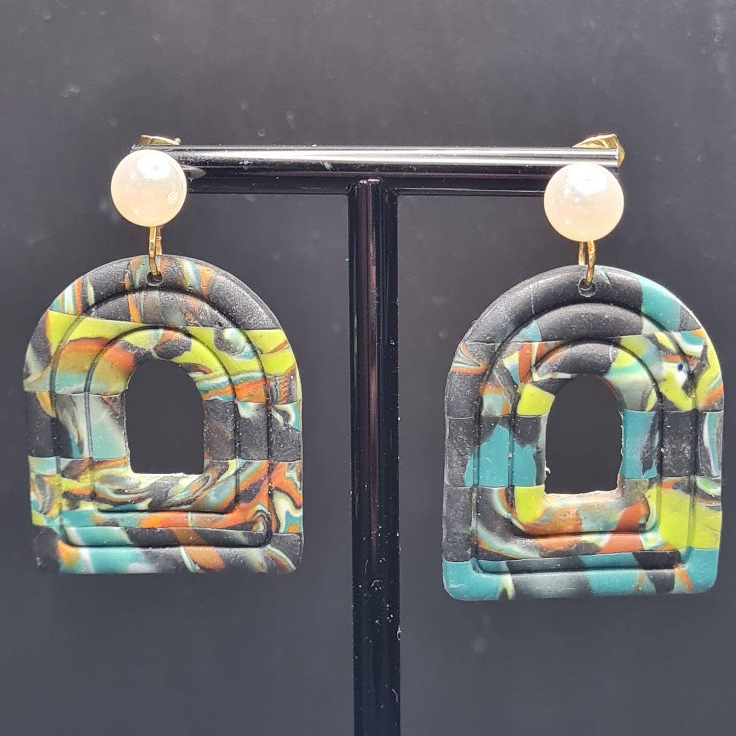 CCC Polymer Earrings Agate Orange