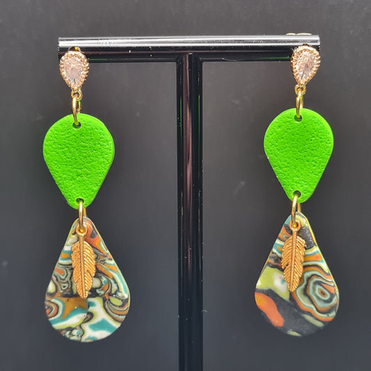 CCC Polymer Earrings Agate Orange