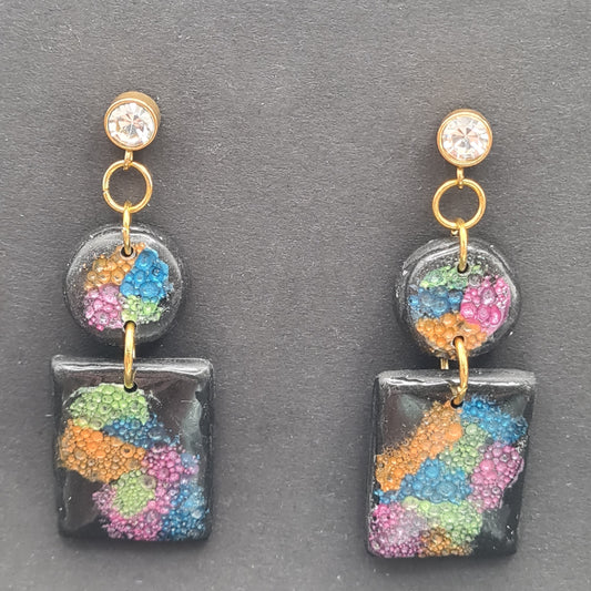 CCC Polymer Earrings Bubbly Pink & Green