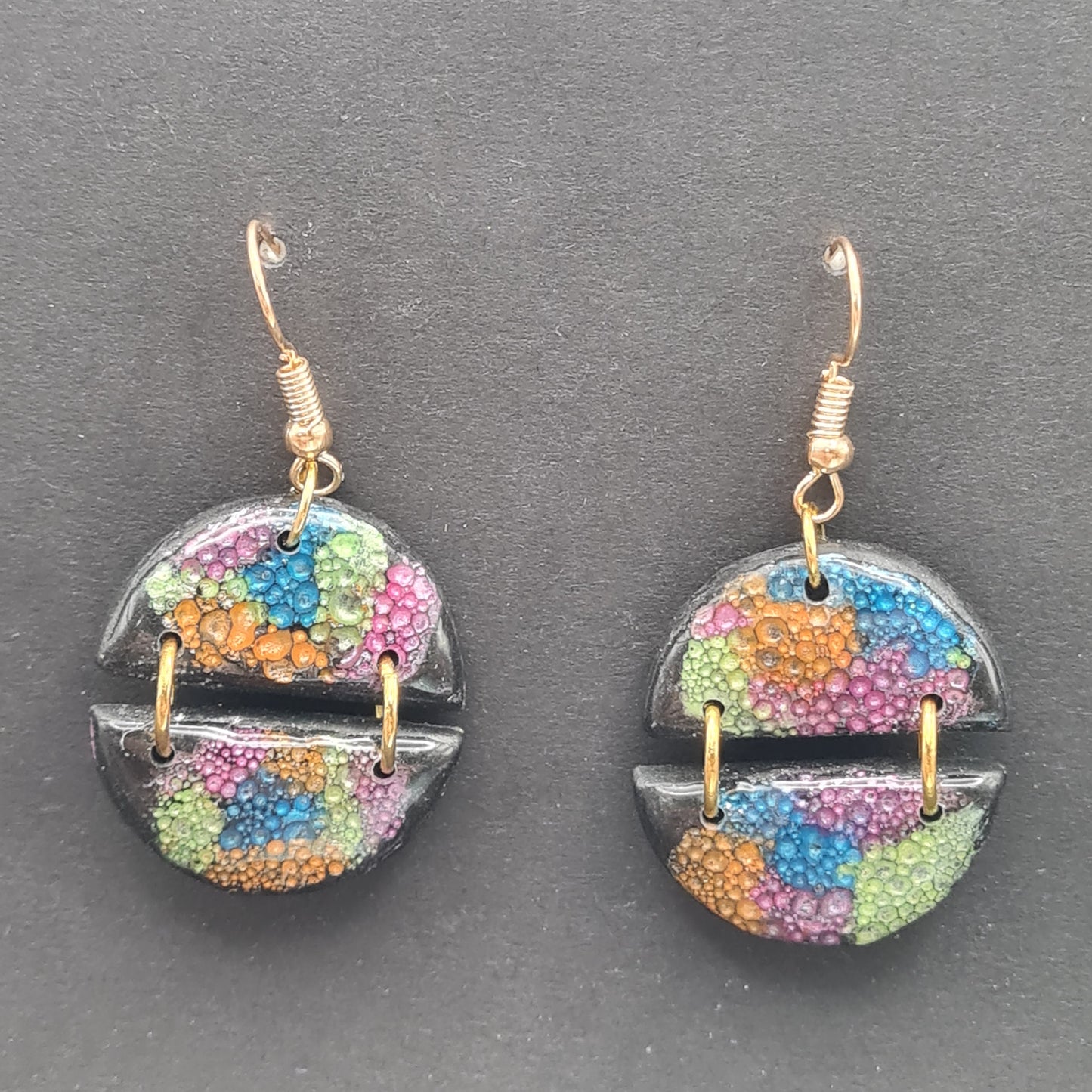 CCC Polymer Earrings Bubbly Pink & Green