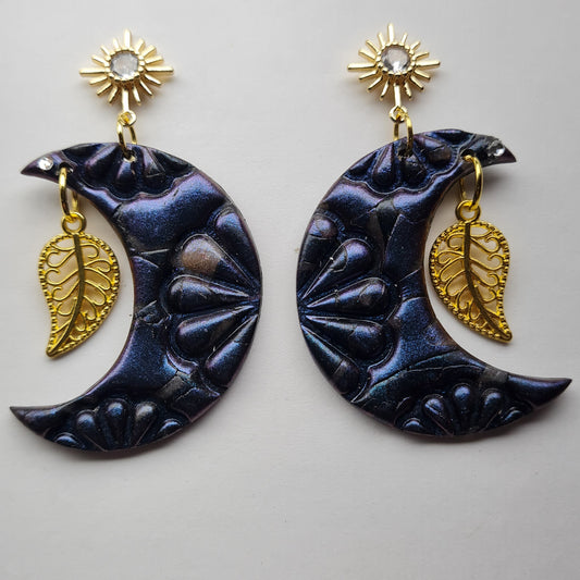 CCC Polymer Earrings Blue & Gold