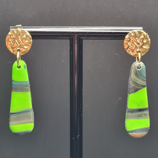 CCC Polymer Earrings Green / Grey Swirl