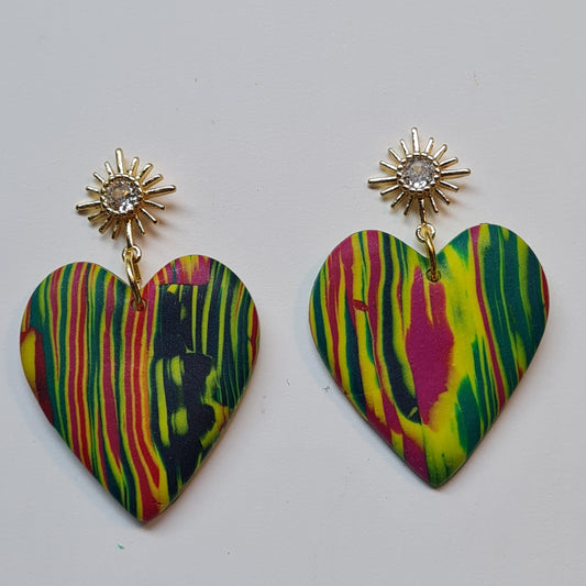 CCC Polymer Earrings Green / Red