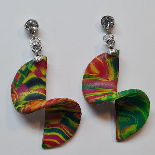 CCC Polymer Earrings Circular Swirl