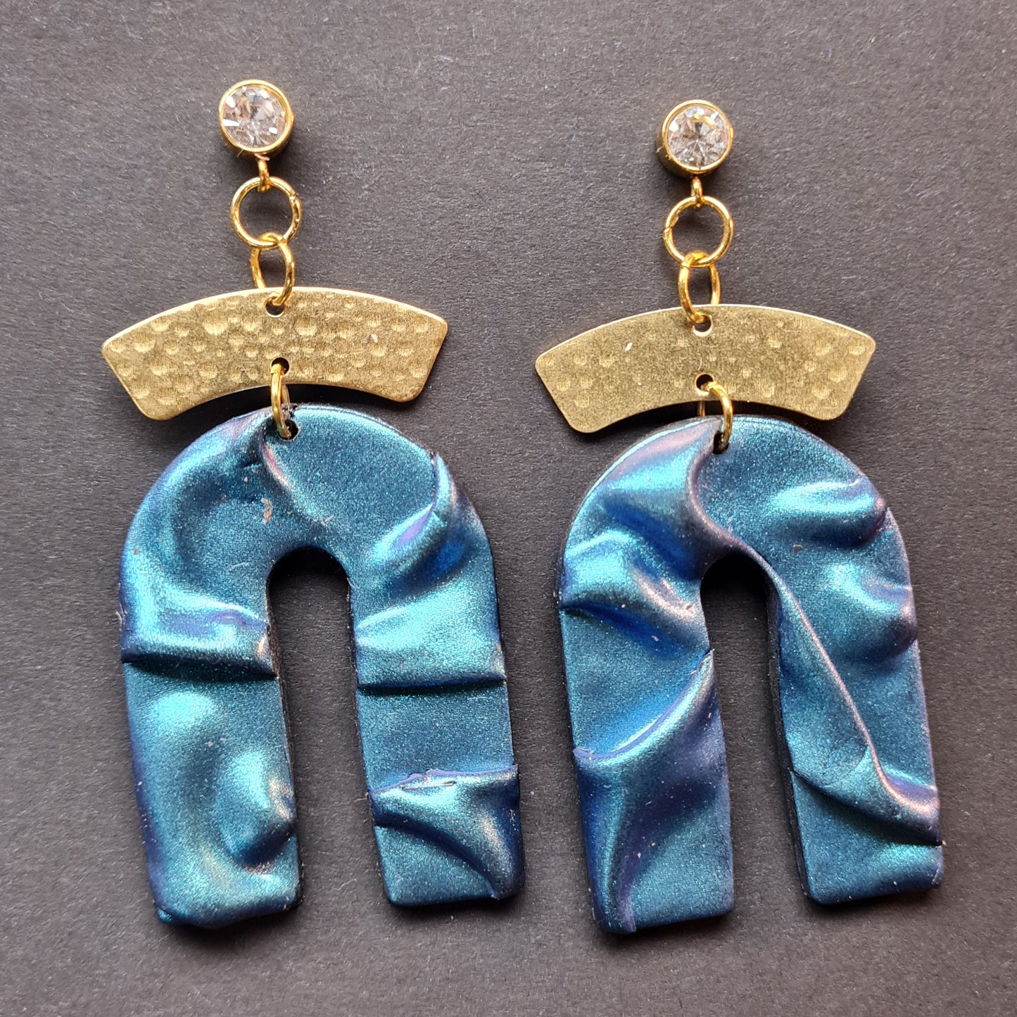 CCC Polymer Earrings Blue & Gold