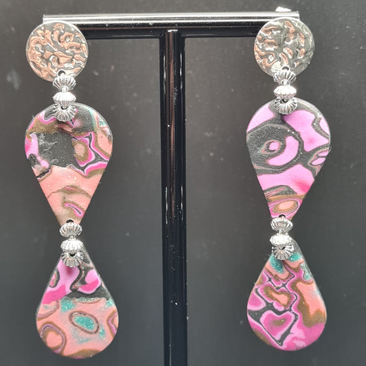 CCC Polymer Earrings Pink / Black / Gold