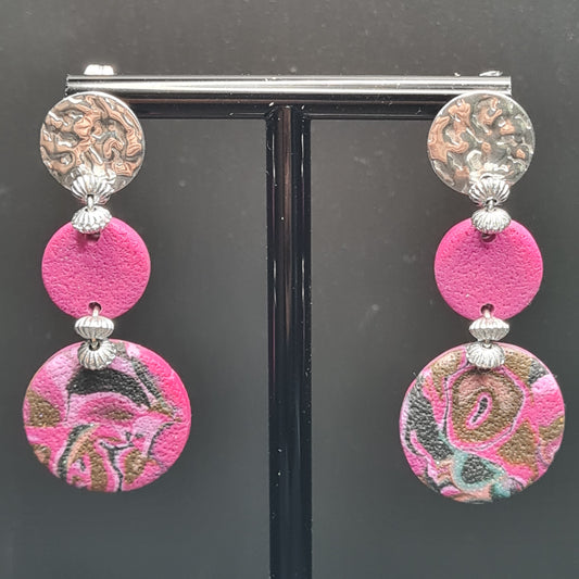 CCC Polymer Earrings Pink / Black / Gold