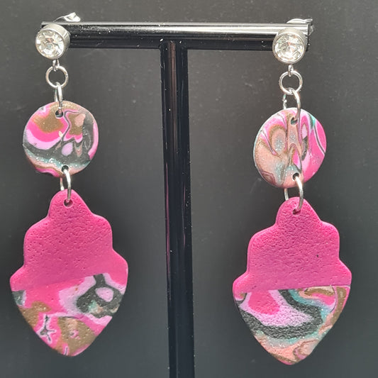CCC Polymer Earrings Pink / Black / Gold