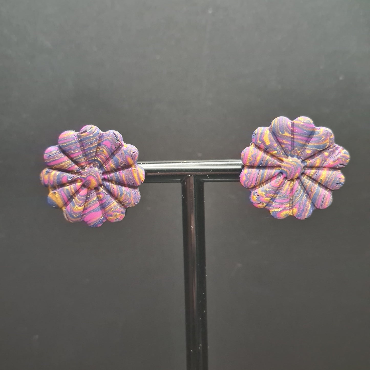 CCC Polymer Earrings Pink / Navy / Gold