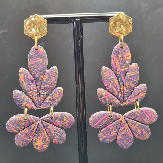 CCC Polymer Earrings Pink / Navy / Gold