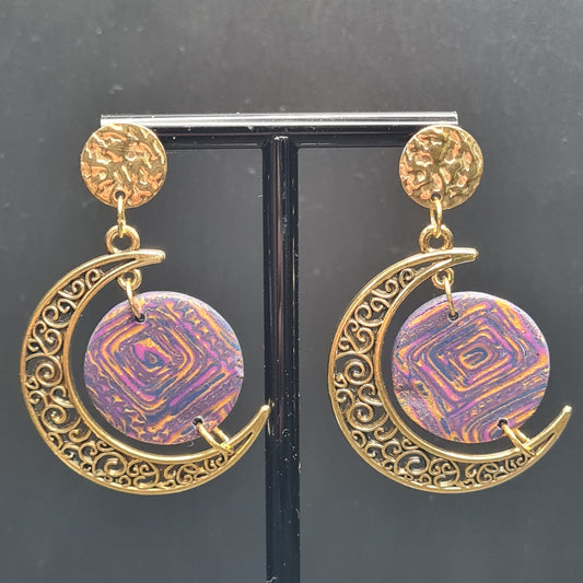 CCC Polymer Earrings Pink / Navy / Gold