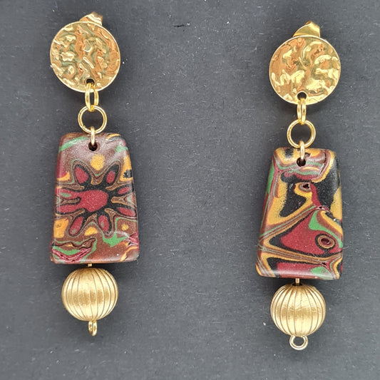 CCC Polymer Earrings Terracotta / Orange / Green