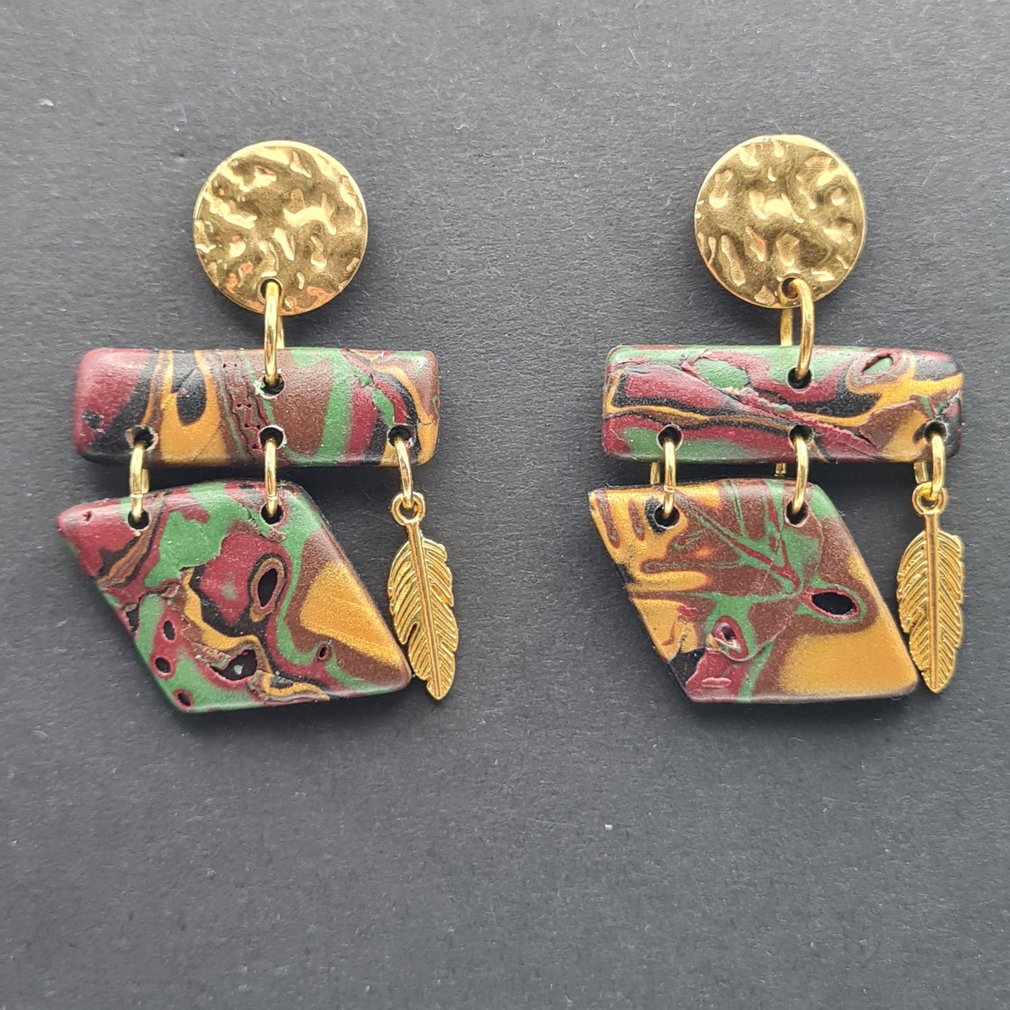 CCC Polymer Earrings Terracotta / Orange / Green