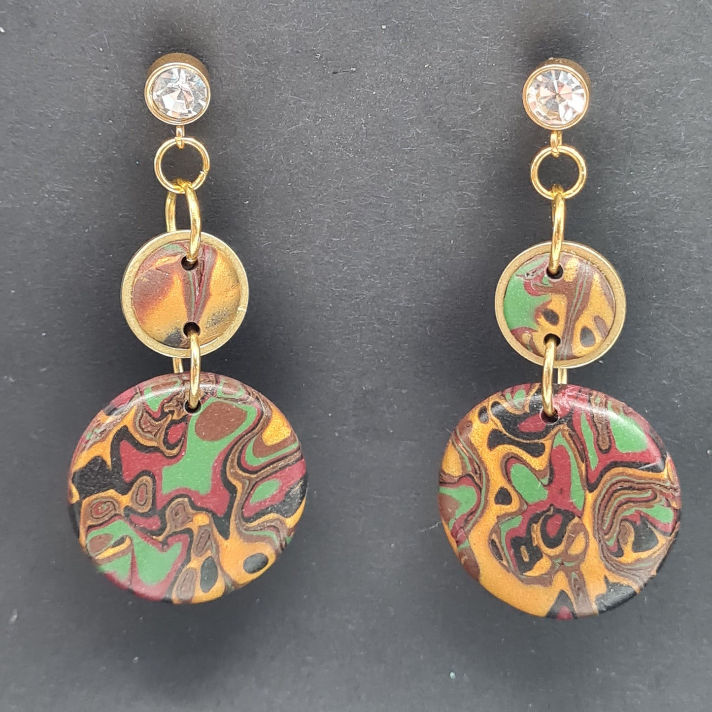CCC Polymer Earrings Terracotta / Orange / Green