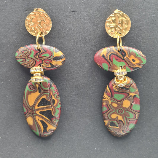 CCC Polymer Earrings Terracotta / Orange / Green