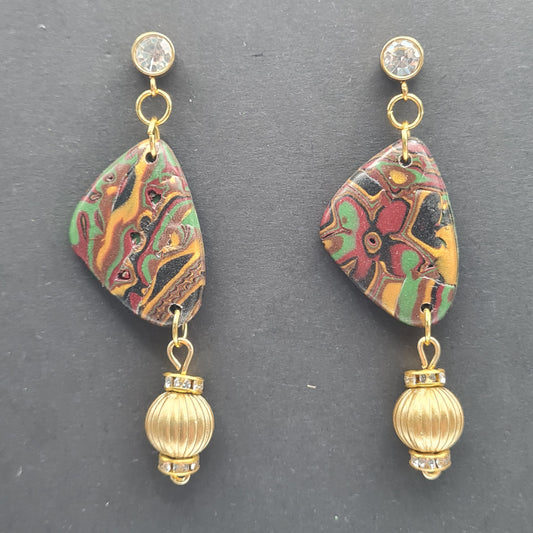 CCC Polymer Earrings Terracotta / Orange / Green