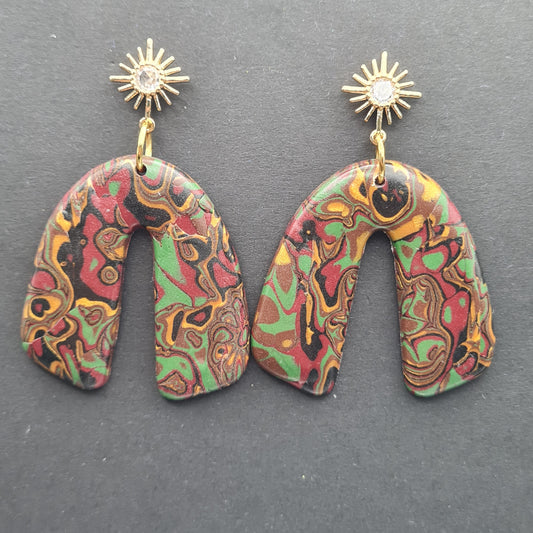 CCC Polymer Earrings Terracotta / Orange / Green